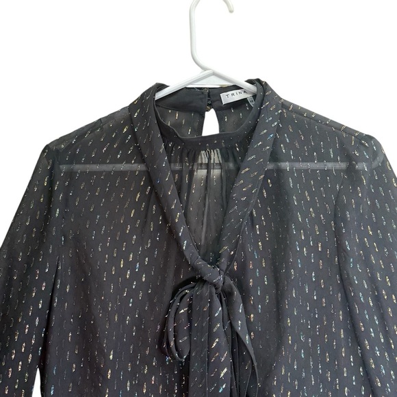 Trina Turk Black Ruffled Bell Sleeve Blouse. Size - Picture 2 of 12